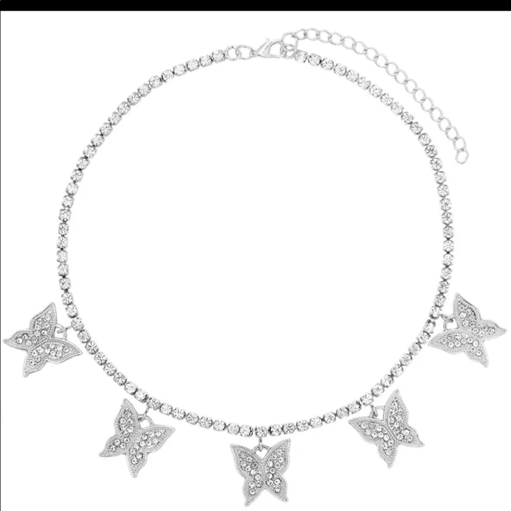 Silver Butterfly Rhinestone necklace